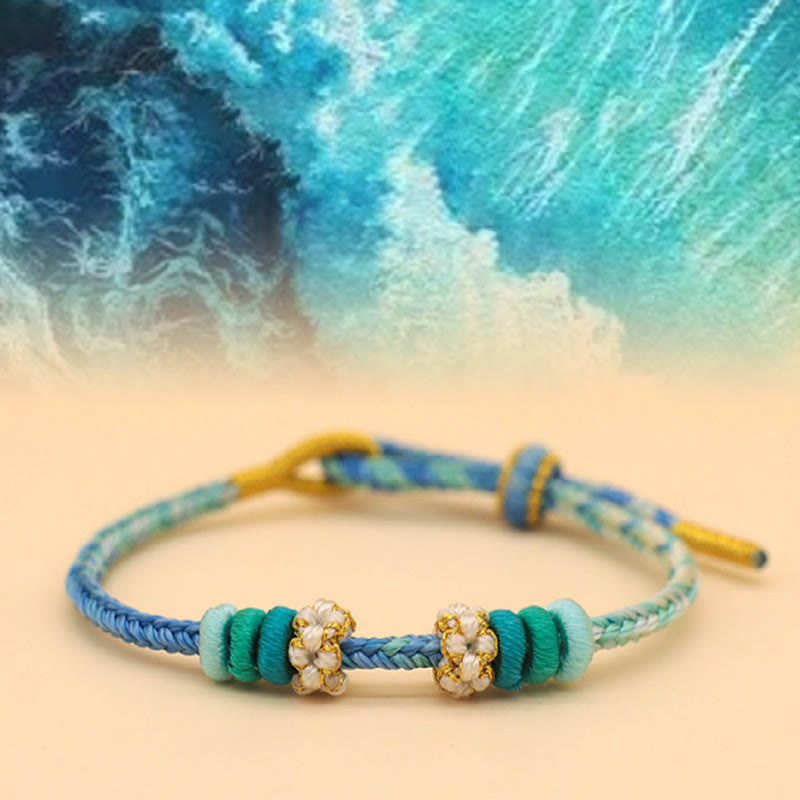 KarmaRipple's Handmade Eight Thread Peace Weave Peach Blossom Weave Fortune Rope Woven Bracelet p20