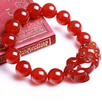KarmaRipple's Red Agate Fortunate Pixiu Wealth Fortune Bracelet