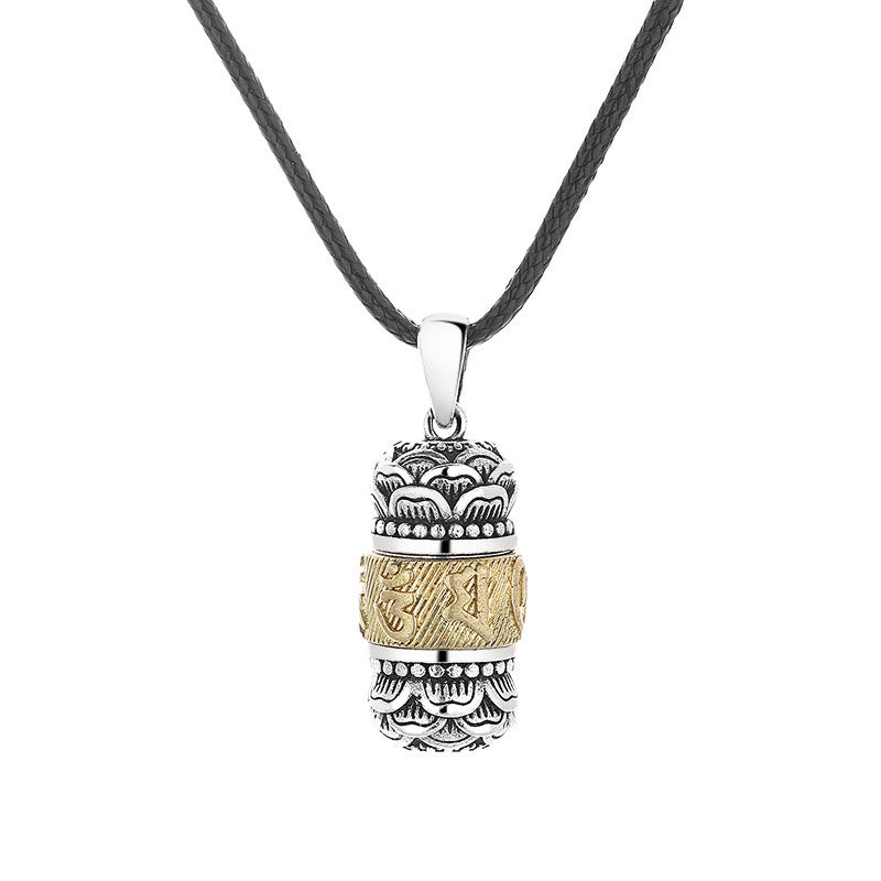 KarmaRipple's Tibet Om Mani Padme Hum Carved Wisdom Purity Chain Leather Rope Pendant Necklace p5