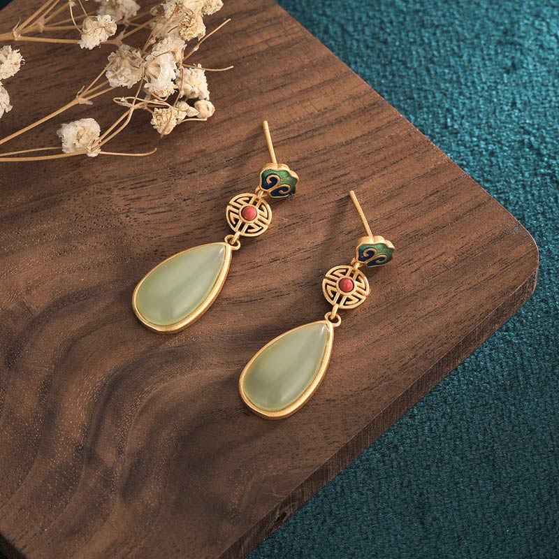 KarmaRipple's FengShui Jade Double Happiness Fortune Earrings p2