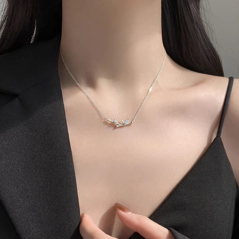 KarmaRipple's Bamboo Leaf Design Bronze Zircon Wealth Pendant Necklace p7