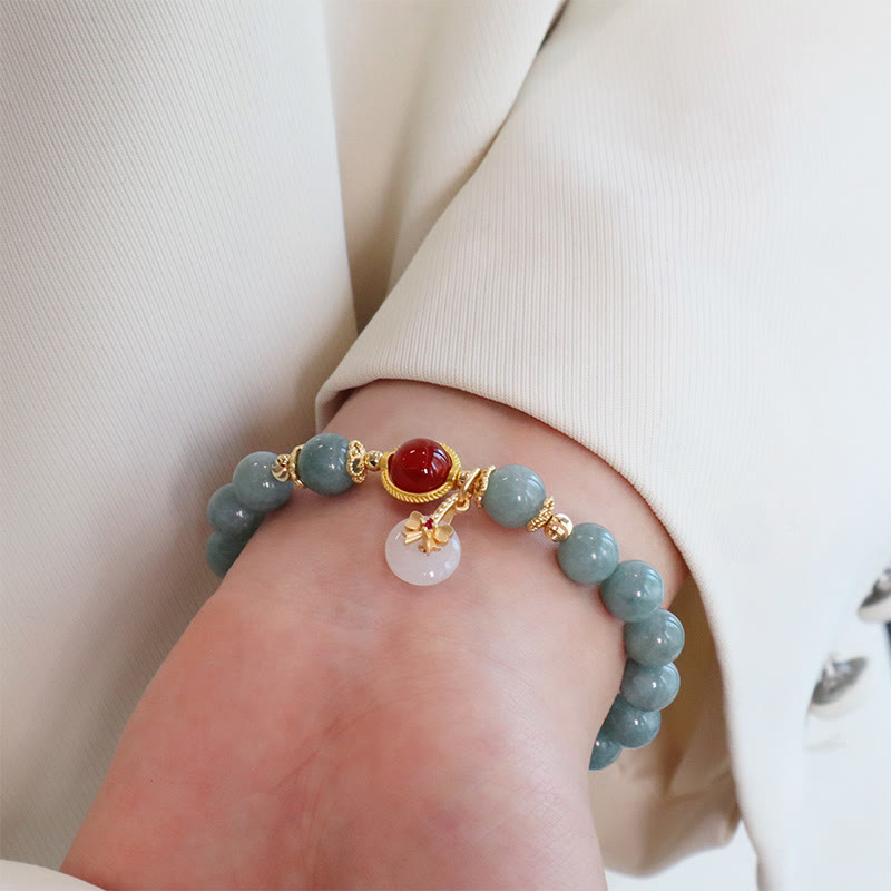 KarmaRipple's Authentic Jade Red Agate Pearl Bow Tie Fortune Bracelet p7