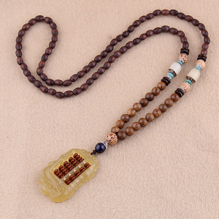 KarmaRipple's Tibetan Wenge Wood Bodhi Seed Agate Balance Peace Pendant Necklace p8