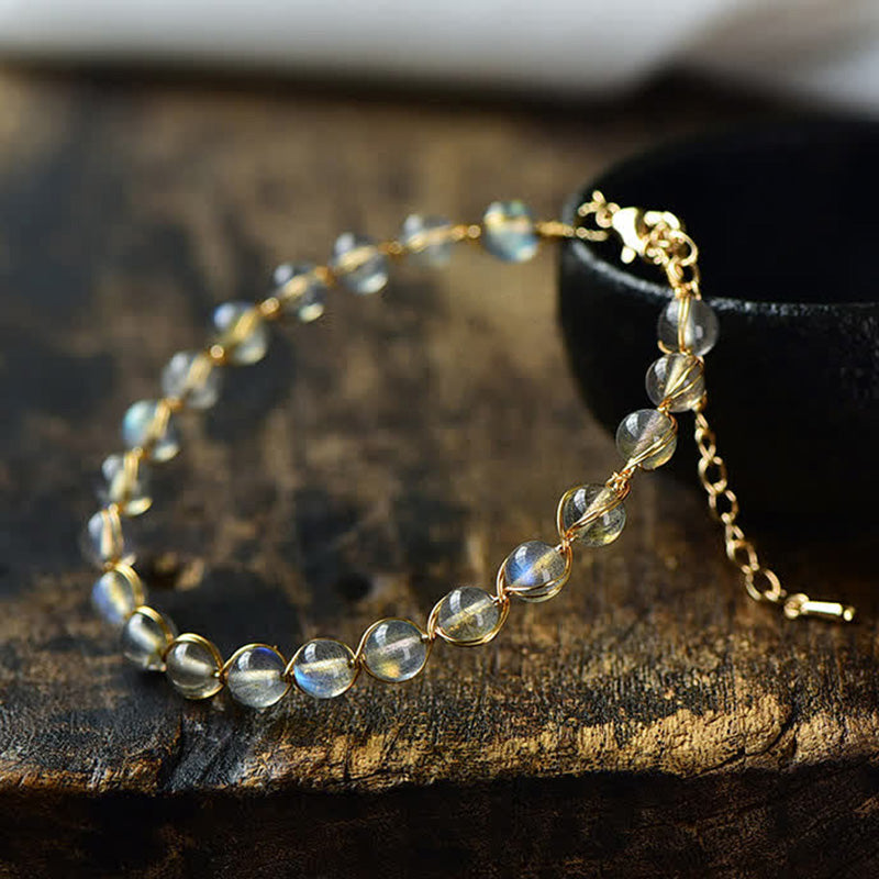 KarmaRipple's Authentic Moonstone 14K Gold Balancing Positive Bracelet p10
