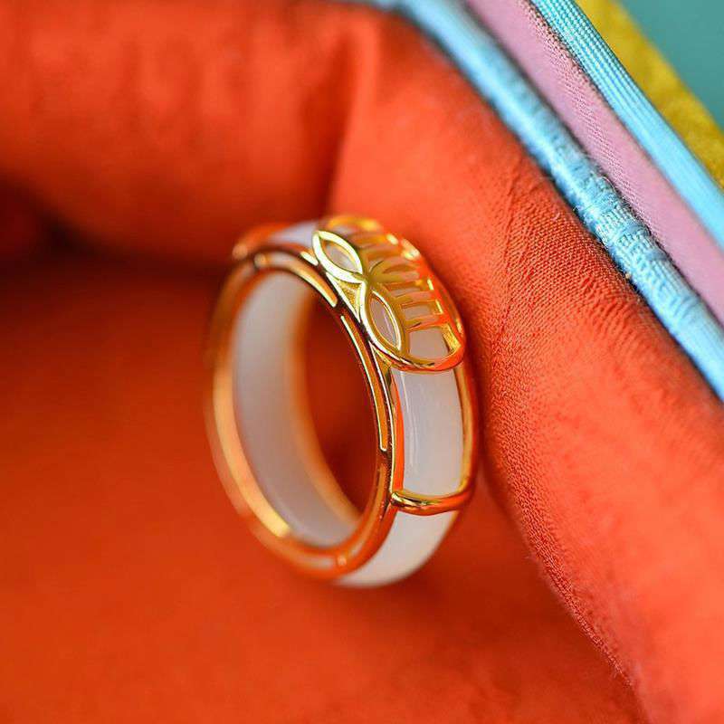 KarmaRipple's Ivory Jade Fortune Ring Pendant p3