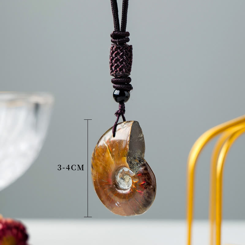 KarmaRipple's Authentic Ammonite Fossil Snail Pattern Meditation Balancing Pendant Necklace p5