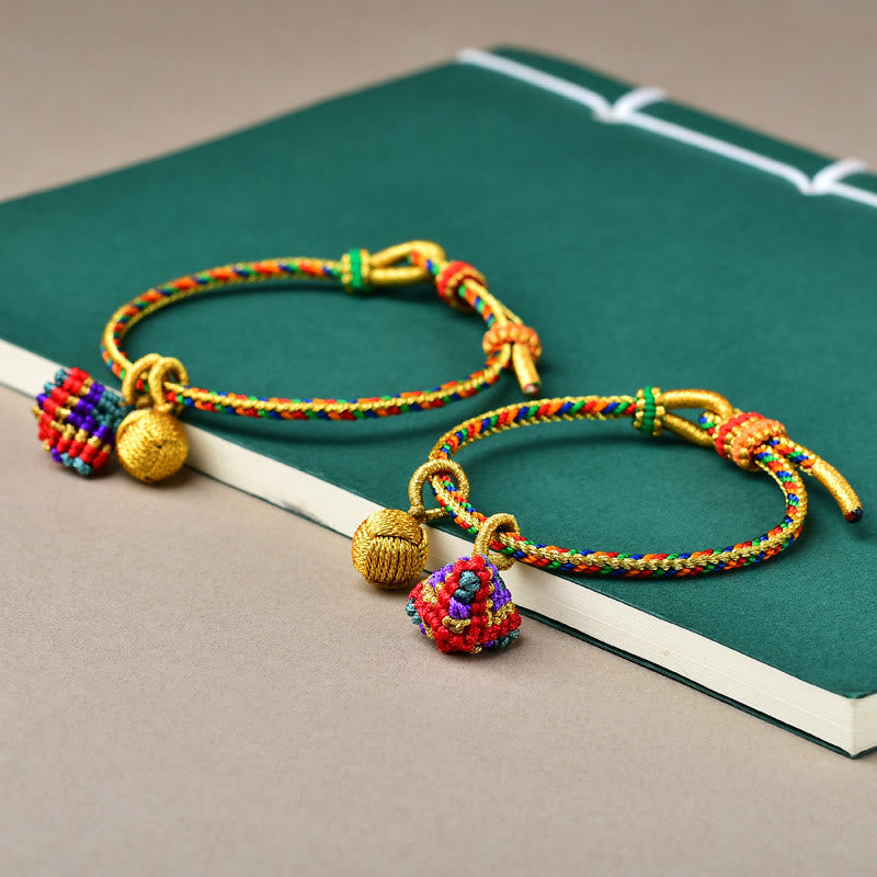 KarmaRipple's Colorful Rope Fortune Handmade Zongzi Golden Ball Talisman Bracelet p22