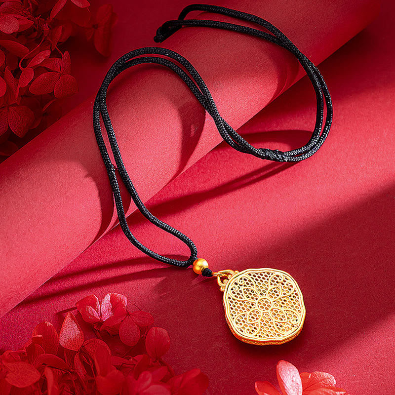 KarmaRipple's Flower Love Heart Bronze Wealth Pendant Necklace p4