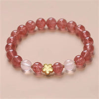 KarmaRipple's Authentic Strawberry Quartz Peach Blossom PiXiu Attract Fortune Balancing Bracelet