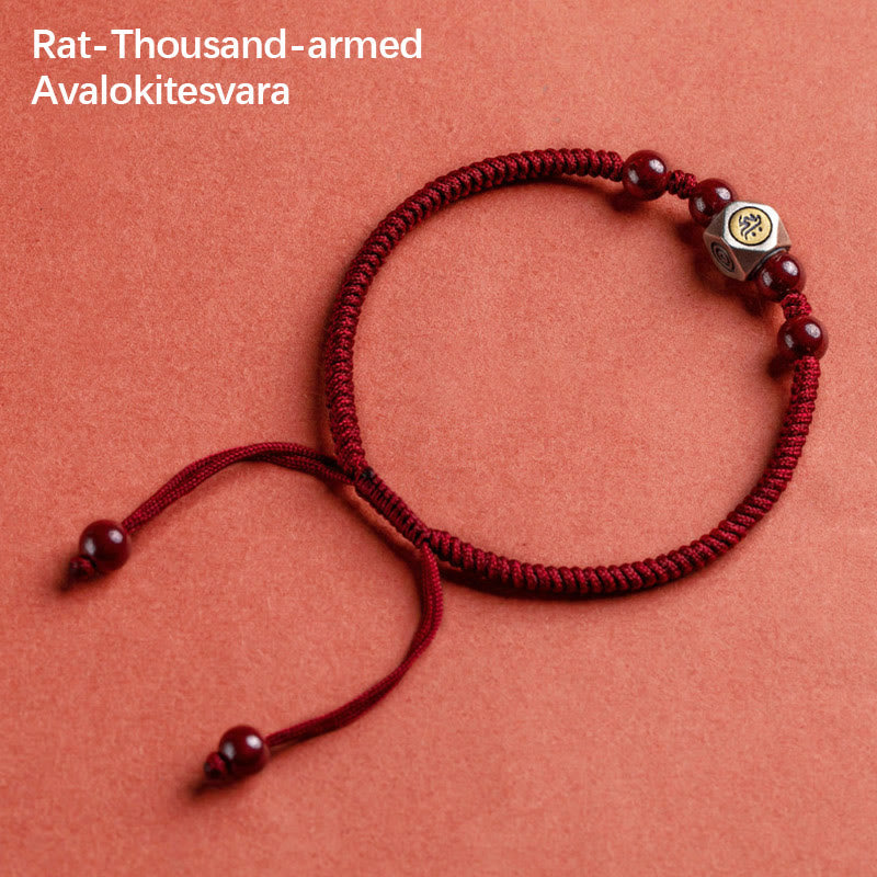 KarmaRipple's 925 Sterling Silver Chinese Zodiac Natal Buddha Cinnabar Calm Bracelet p1