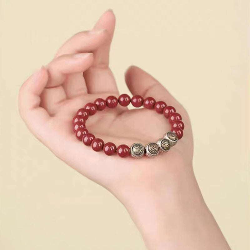 KarmaRipple's 925 Sterling Silver Authentic Cinnabar Four Beasts Blessing Bracelet p19