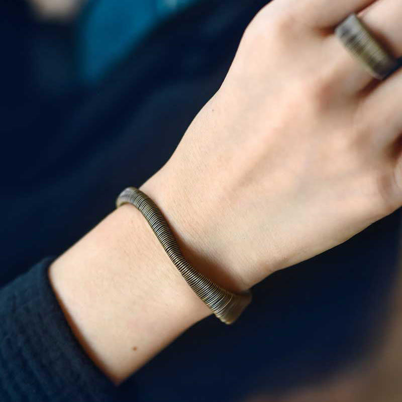 KarmaRipple's Simple Design Wrapped Bronze Fortune Wealth Adjustable Cuff Bracelet p10