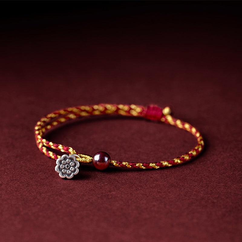 KarmaRipple's Handcrafted Red Gold Rope Lotus Peace And Joy Talisman Braid Bracelet p7