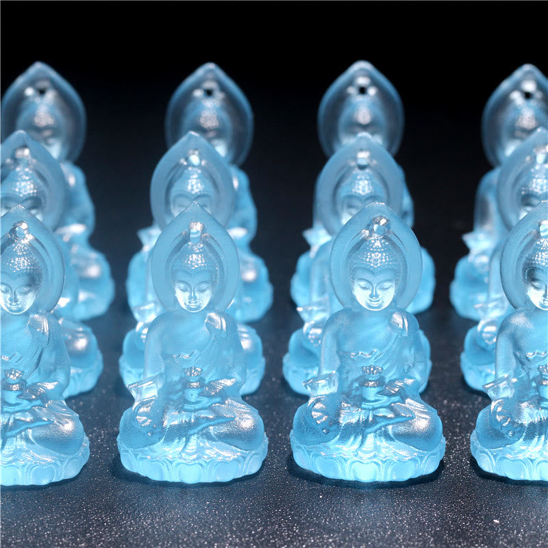 KarmaRipple's Blue Tathagata Buddha Medicine Buddha Liuli Gemstone Serenity Amulet Pendant Necklace p17