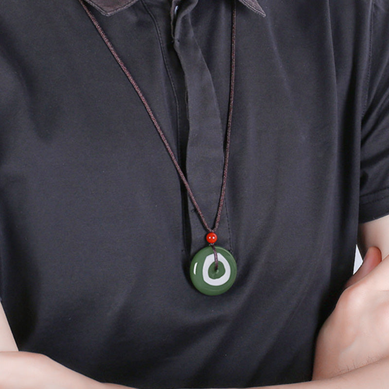 KarmaRipple's Authentic Round Jade Peace Buckle Prosperity Pendant String Necklace p5