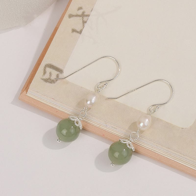 KarmaRipple's 925 Sterling Silver Authentic Pearl Jade Wisdom Earrings p8