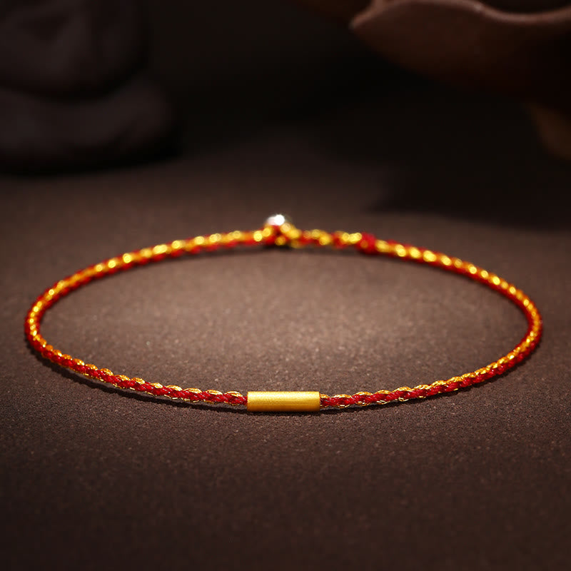 KarmaRipple's 999 Gold Bead Handmade Four Thread Wishful Knots Woven Protection Bracelet p53