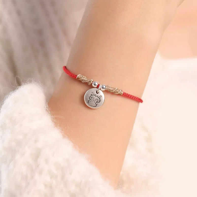 KarmaRipple's Handmade 999 Sterling Silver Year of the Dragon Cute Chinese Zodiac Fortune Woven Bracelet ( p30