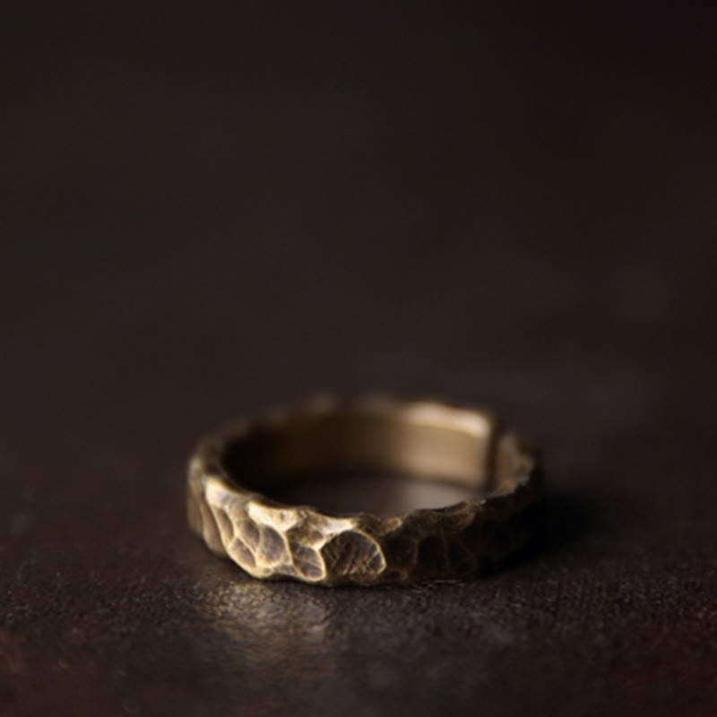 KarmaRipple's Tibetan Bump Texture Design Bronze Brass Fortune Ring p4