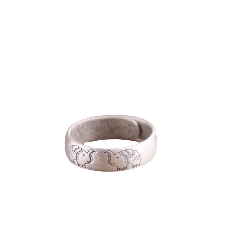 KarmaRipple's 999 Sterling Silver Lotus Elephant Six True Words Blessing Ring p9