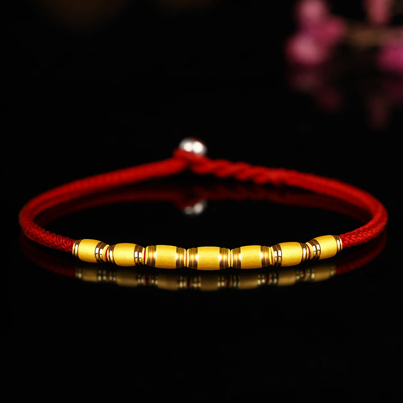 KarmaRipple's 999 Gold Fortunate Bead Eight Thread Peace Weave Red Rope Bracelet p56