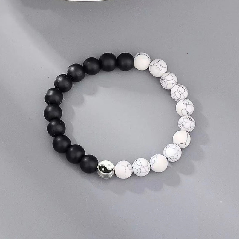 KarmaRipple's 3pcs Authentic Ivory Turquoise Frosted Stone Bead Yin Yang Wealth Bracelet p5
