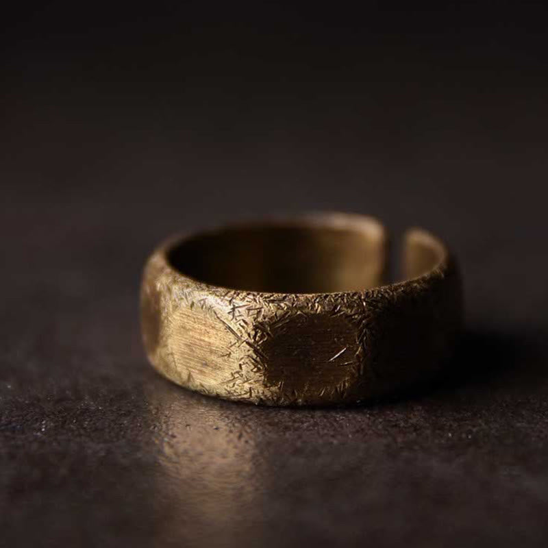 KarmaRipple's Tibetan Simple Design Bronze Brass Frosted Wealth Ring p8