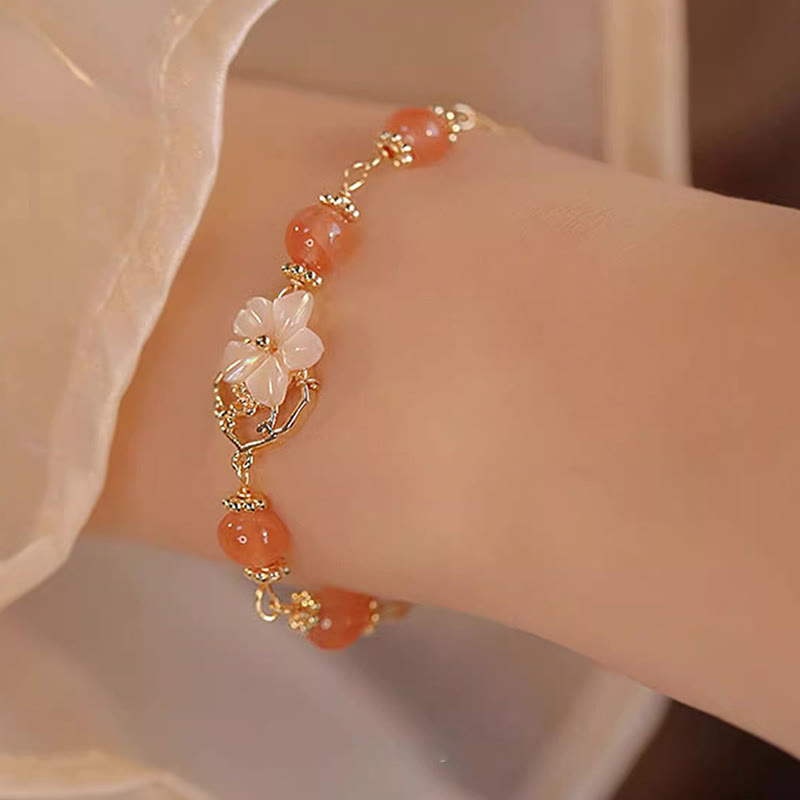 KarmaRipple's Red Agate Tridacna Stone Flower Confidence Bracelet p7