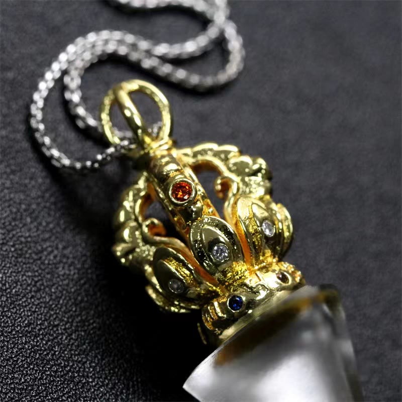 KarmaRipple's Tibetan Dorje Vajra 4 Prong Lotus Liuli Gemstone Strength Pendant Necklace p19