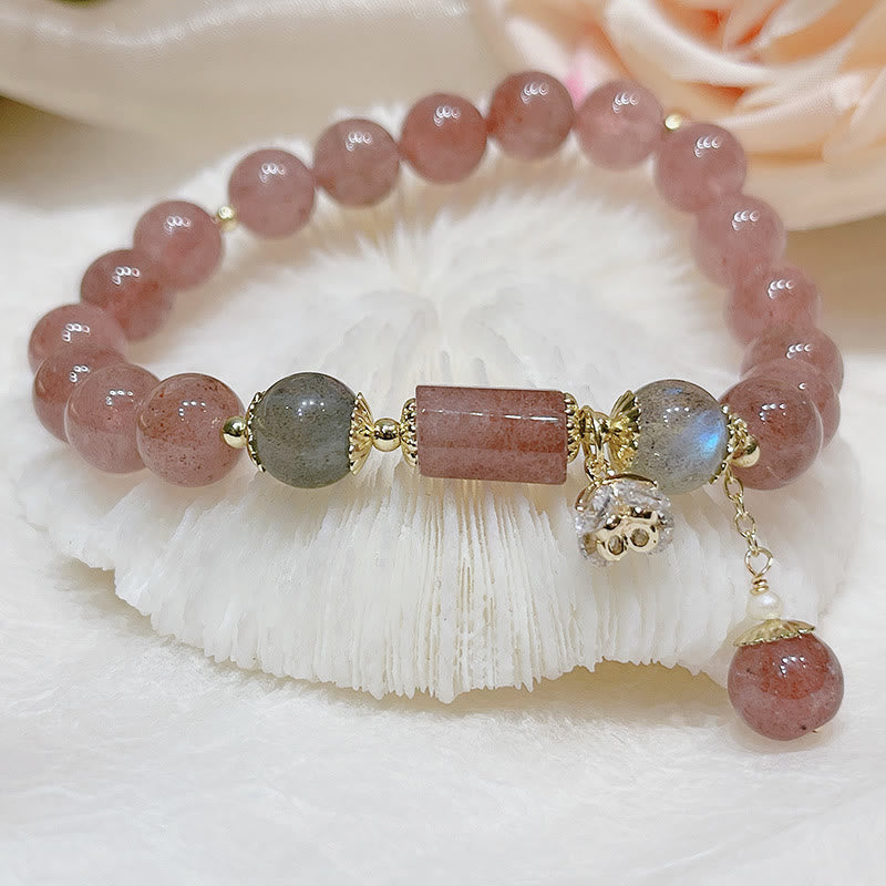 KarmaRipple's Authentic Strawberry Quartz Moonstone Love Bracelet p2