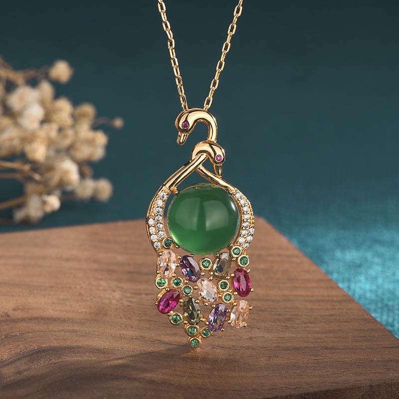 KarmaRipple's Cyan Jade Success Pendant Chain Necklace p8