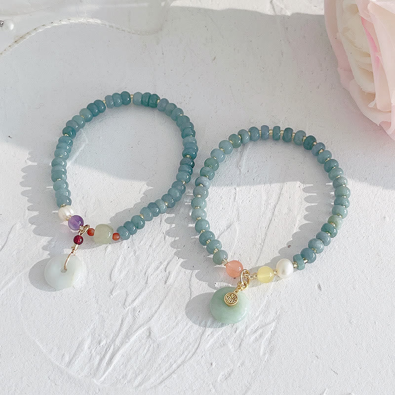 KarmaRipple's Authentic Hetian Jade Pearl Peace Buckle Fu Character Gourd Money Bag Strawberry Quartz PiXiu Fortune Bracelet p5