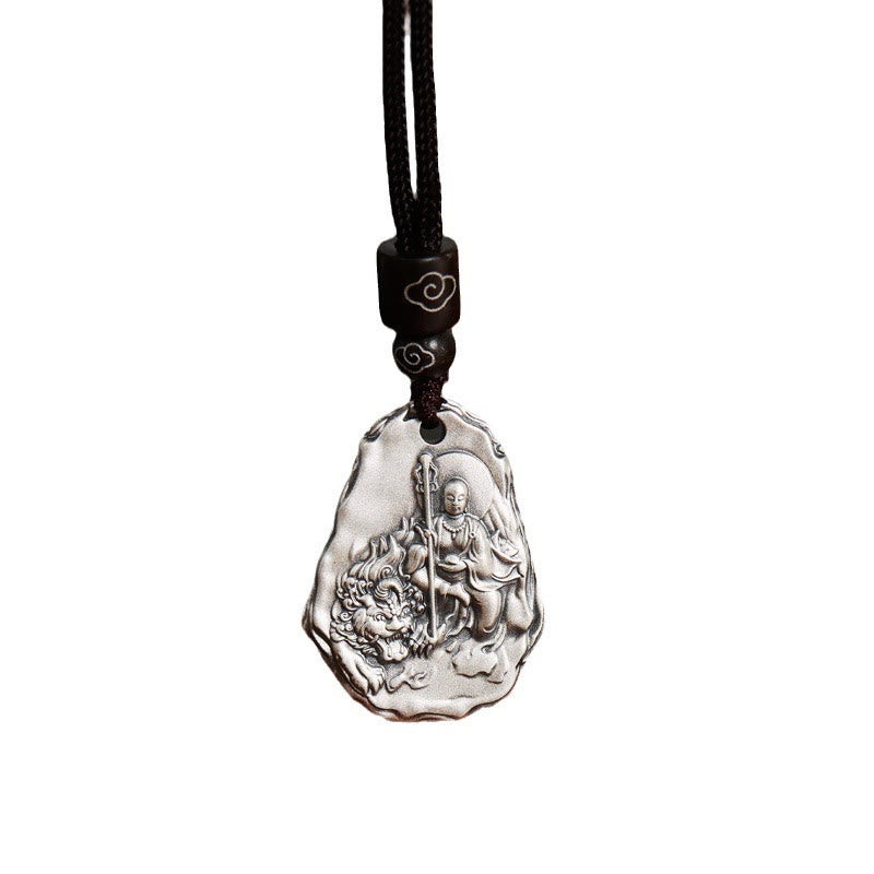 KarmaRipple's 999 Sterling Silver Ksitigarbha Buddha Zakiram Goddess Pendant Necklace p4