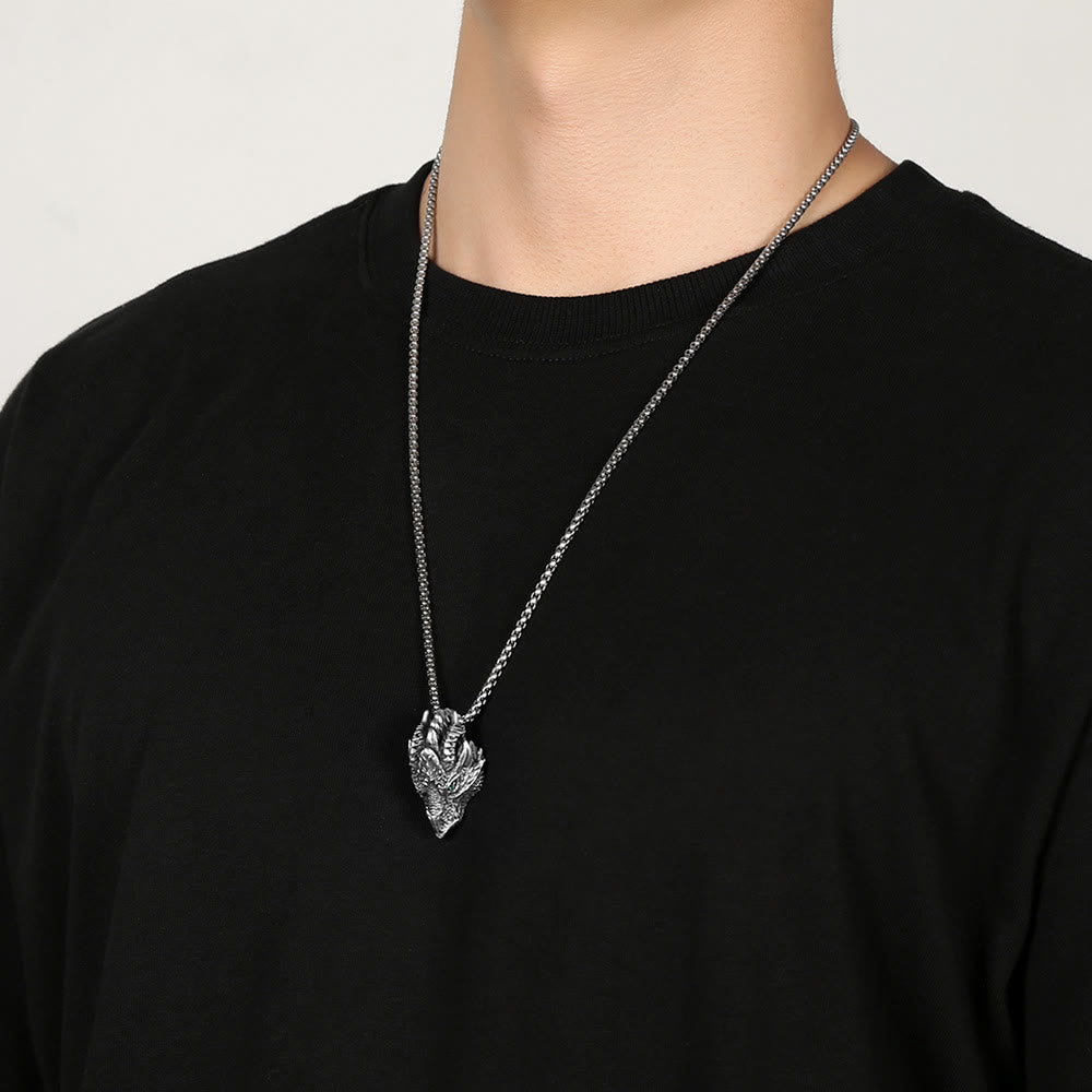 KarmaRipple's Pure Tin Dragon Head Fortune Protection Metal Pendant Necklace p6