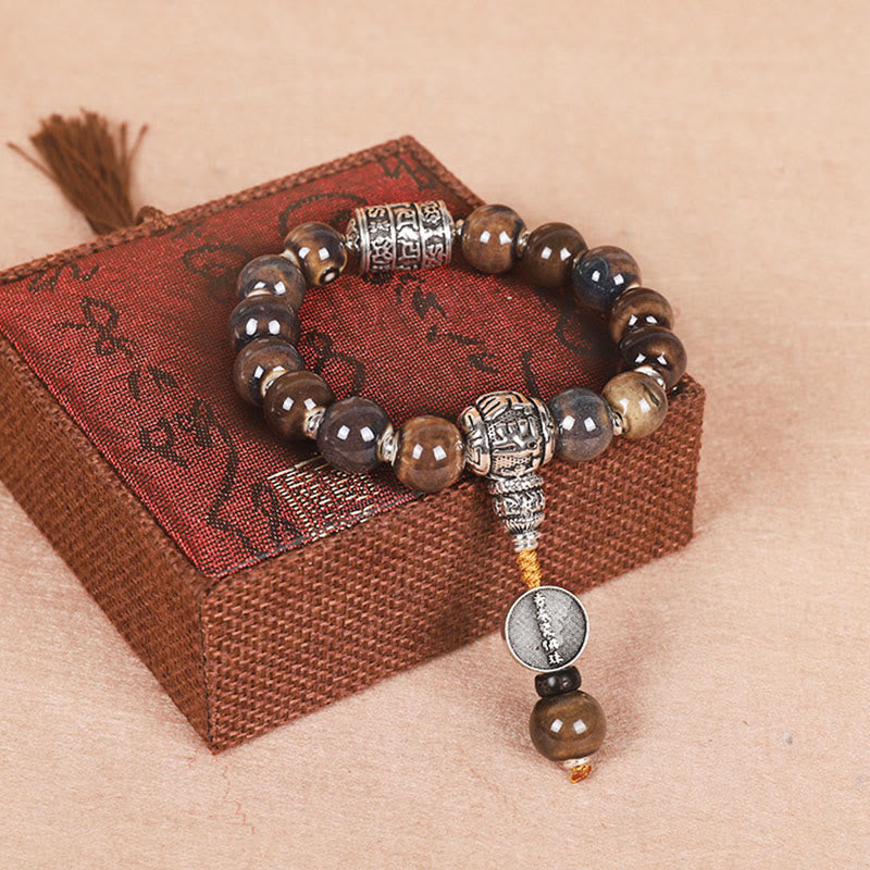 KarmaRipple's Tibet Om Mani Padme Hum Prayer Wheel Dorje Vajra Engraved Glass Bead Wisdom Bracelet p16