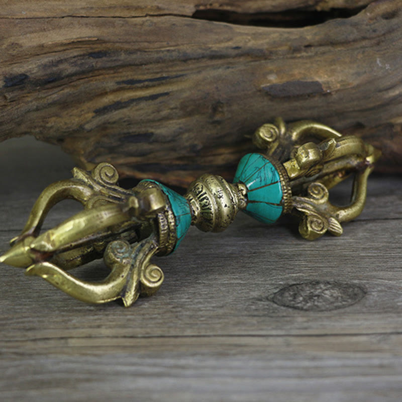 KarmaRipple's Tibetan Five Prong Vajra Dorje Handcrafted Nepal Spiritual Power Bronze Decoration p3