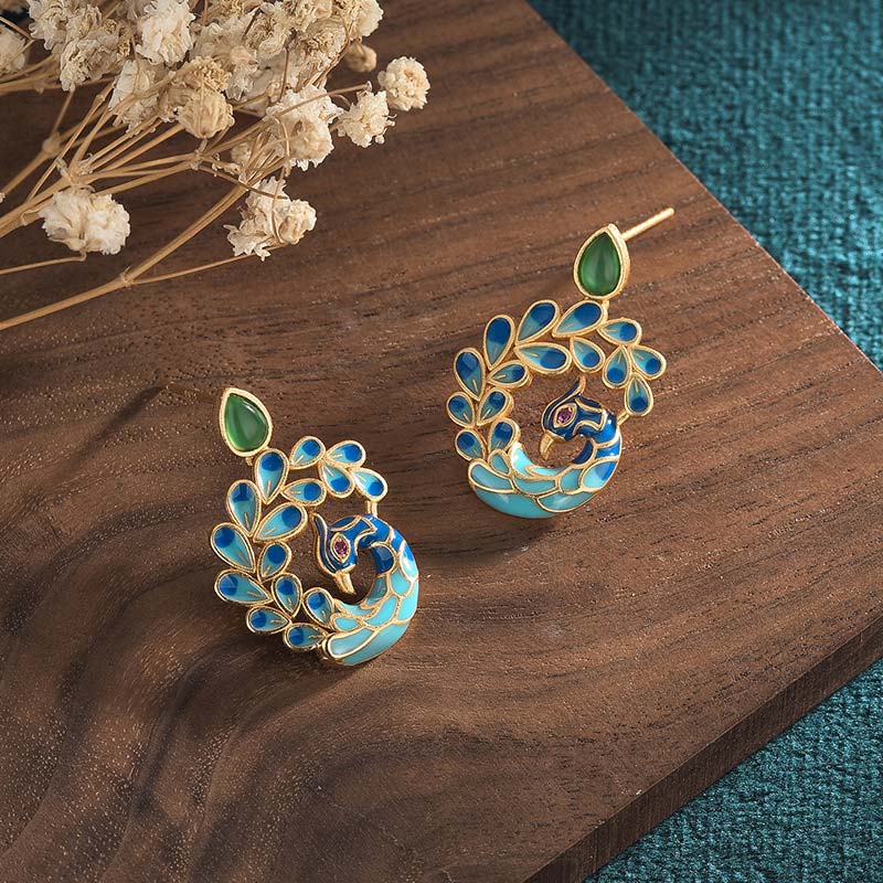 KarmaRipple's Authentic Ivory Peacock Green Agate Fortune Earrings p3