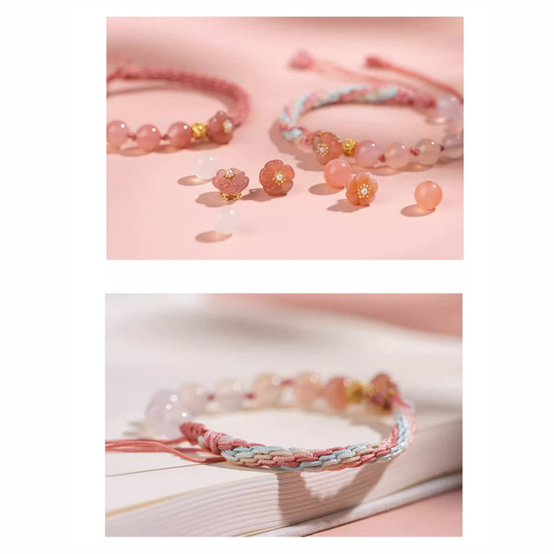 KarmaRipple's Authentic Gradient Agate Reincarnation Weave Peach Blossom Wealth Fortune Handmade String Bracelet p9