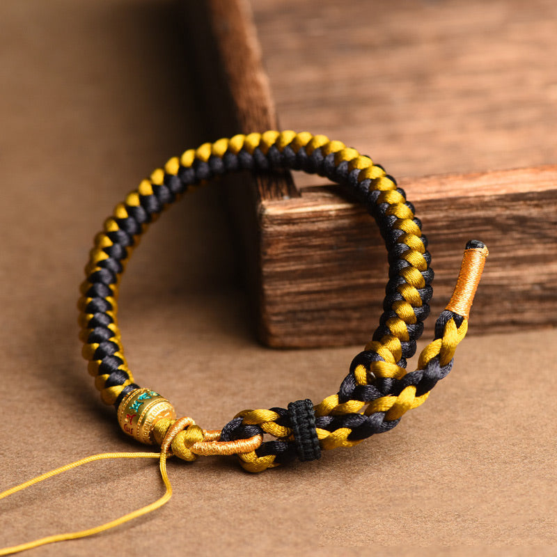 KarmaRipple's Handmade Tibetan Black Gold Dragon Scale Rope Om Mani Padme Hum Purity Bracelet p3