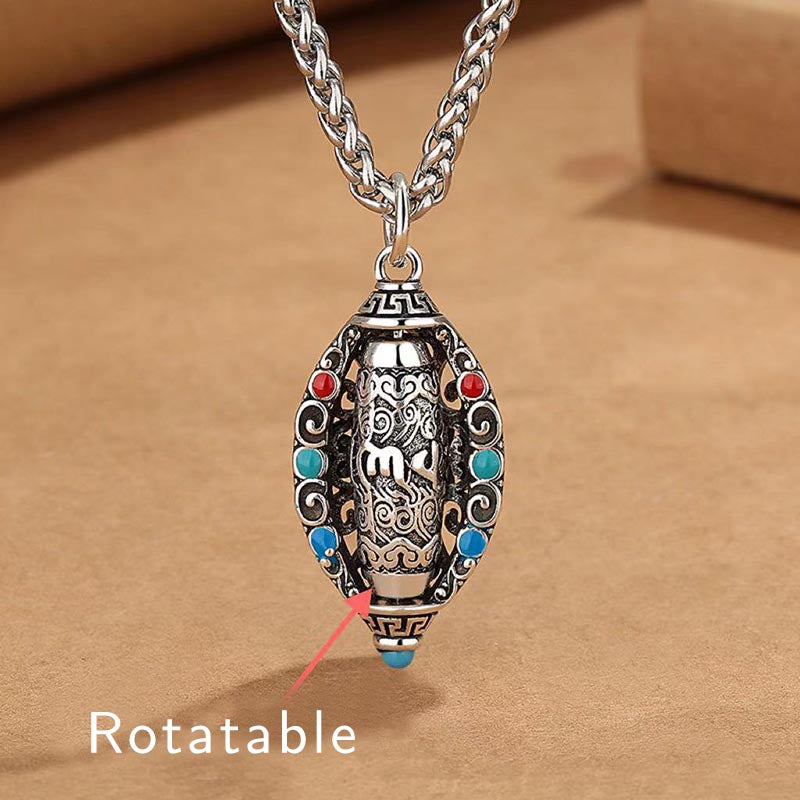 KarmaRipple's Tibetan Om Mani Padme Hum Purity Rotatable Pendant Necklace p1