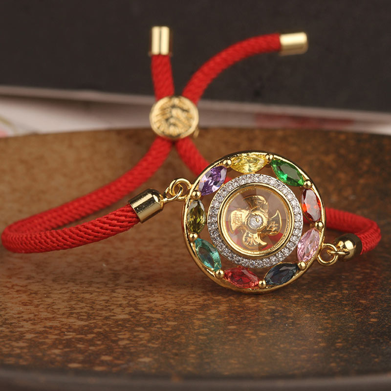 KarmaRipple's Colorful Zircon Bronze Wealth Fortune Rotation Bracelet Pendant Necklace p17