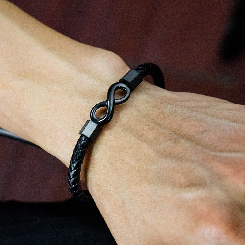 KarmaRipple's Endless Weave Titanium Steel Infinity Leather Weave Balance Bracelet p7