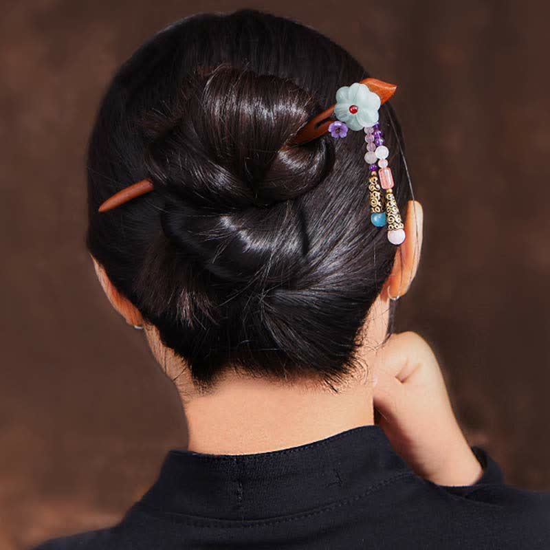 KarmaRipple's Red Sandalwood Amethyst Aventurine Protection Hairpin Decoration p7
