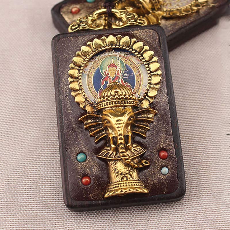 KarmaRipple's Ebony Wood Elephant God of Fortune Buddha Blessing Pendant String Necklace p9