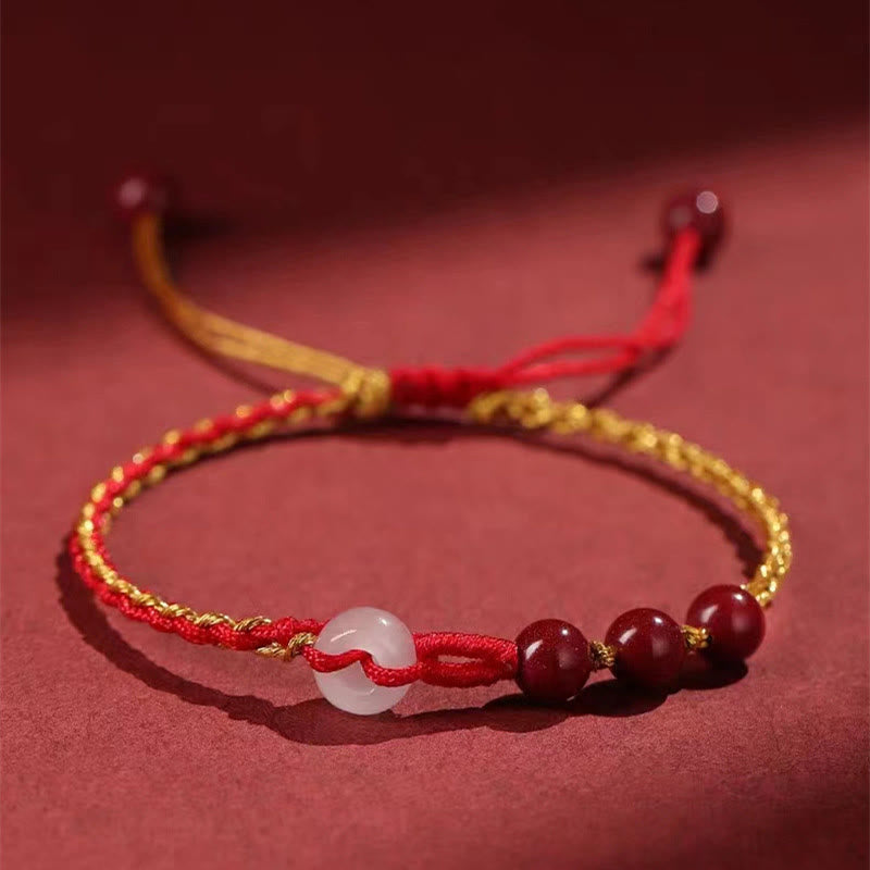KarmaRipple's Authentic Cinnabar Jade Peace Buckle Blessing Bracelet p11