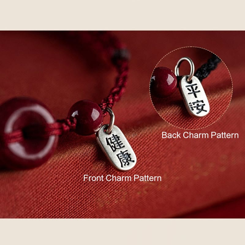 KarmaRipple's Handmade Cinnabar Peace Buckle Safe and Healthy Talisman Blessing String Bracelet Anklet p13