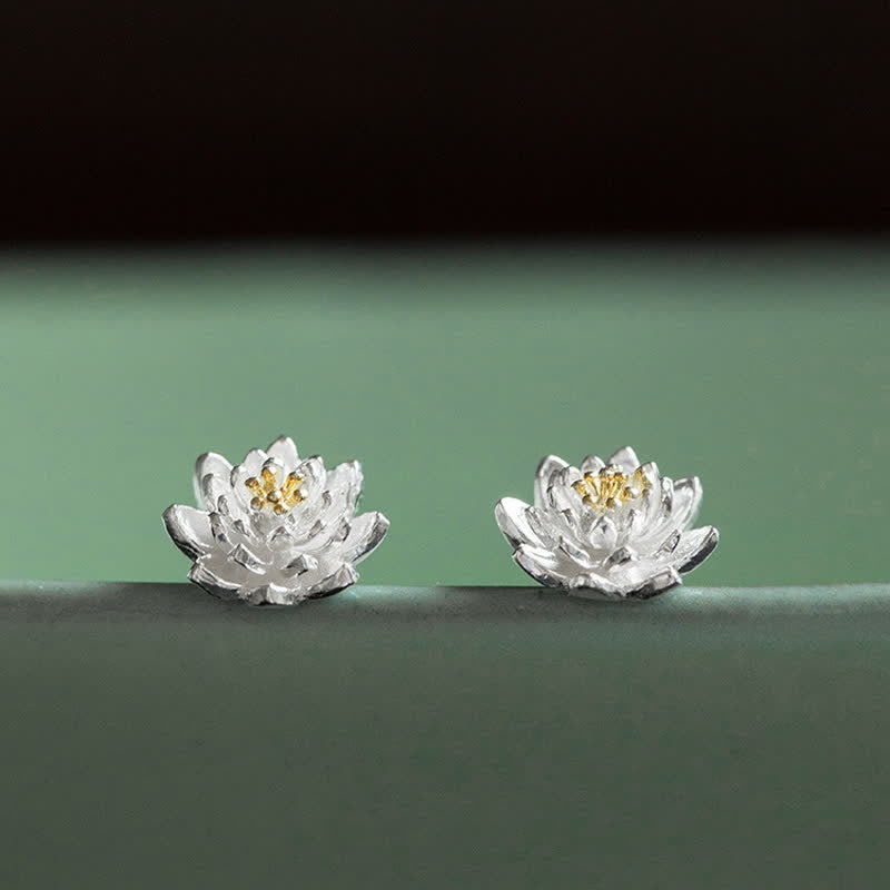KarmaRipple's 925 Sterling Silver Lotus Flower Balance Earrings p1