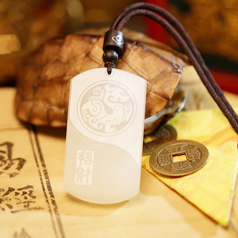 KarmaRipple's Ivory Jade PiXiu Yin Yang Fortune Protection Pendant Necklace p6