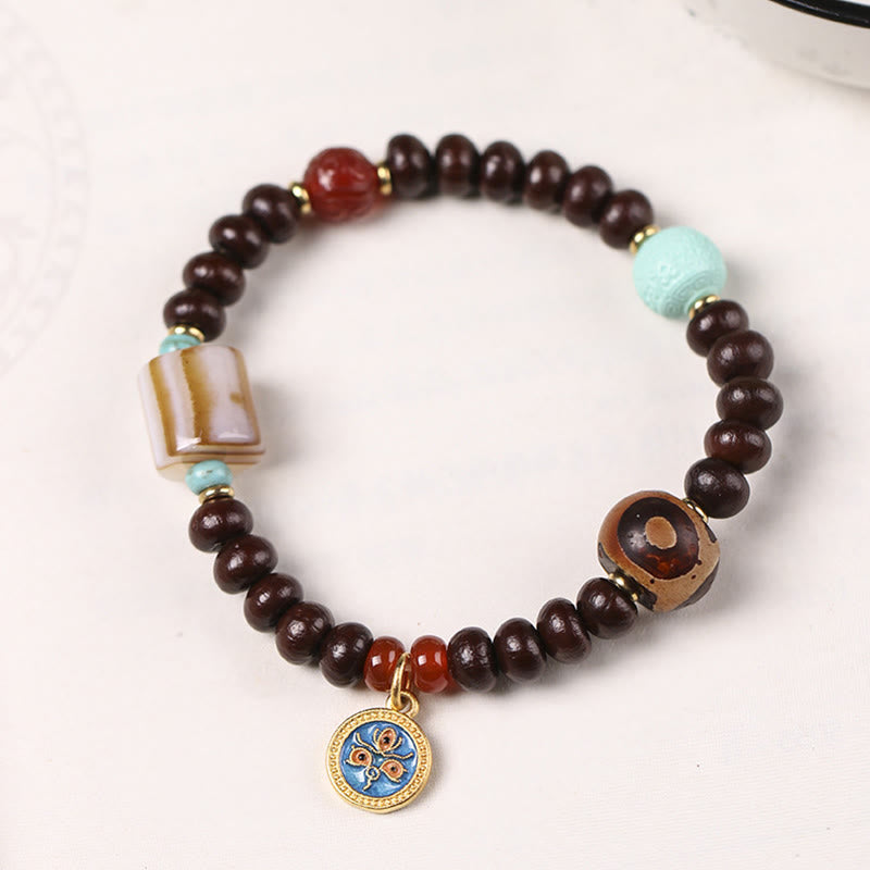 KarmaRipple's Authentic Tibet Purple Bodhi Seed Dzi Bead God of Wealth Wisdom Bracelet p3