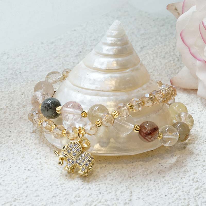 KarmaRipple's Rose Quartz Elephant Balancing Energy Talisman Bracelet p10
